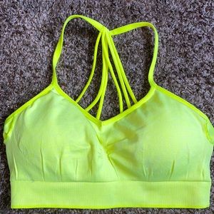 Neon yellow sports bra